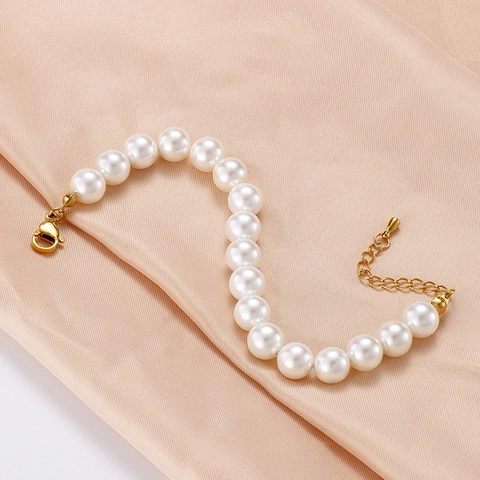 Elegantes Muschelperlen Armband Edelstahl Vergoldet Vintage Minimalistisch Verstellbar Für Damen Schmuck Geschenk
