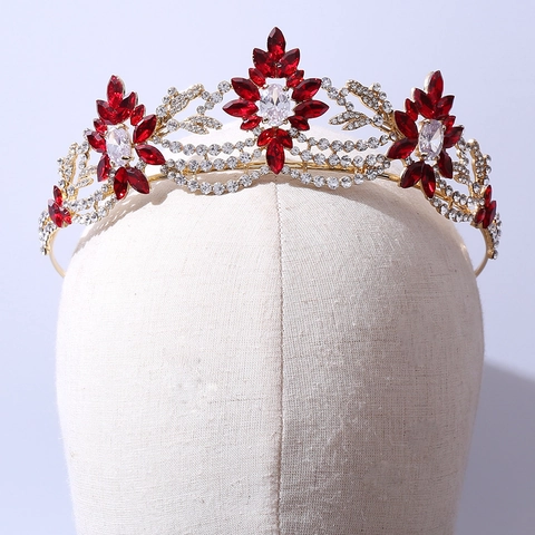 Brautkrone Tiara Zinklegierung Zirkon Kristall Strass Blumen Barock Hochzeit Haarschmuck Für Frauen