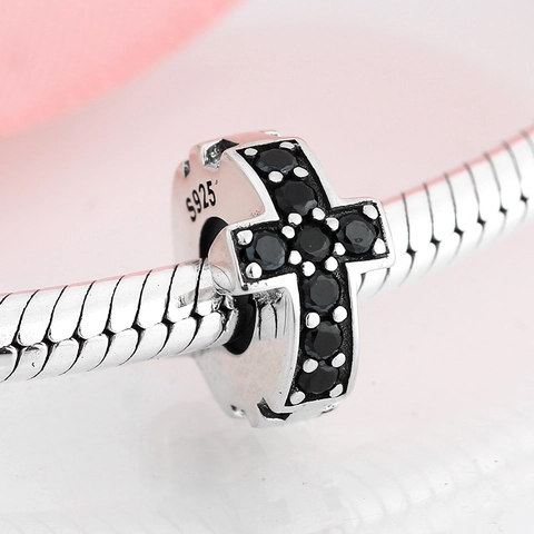 925 Sterling Silver Cross Bowknot Spacer Beads Charms Colorful Zircon For DIY Bracelet Necklace Jewelry Making