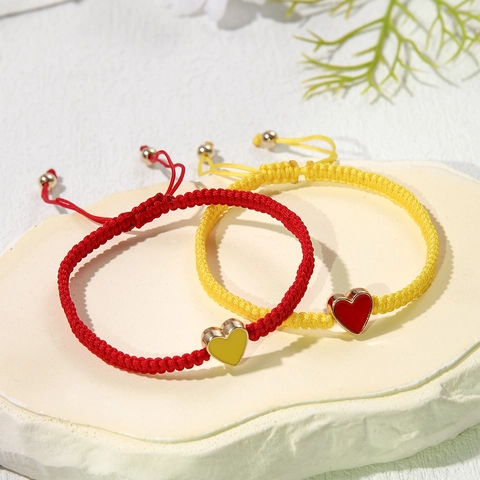 Handgefertigte Geflochtene Seil Armbänder Herz Legierung Emaille Anhänger Verstellbar Pärchen Freundschaft Surfer Schmuck Geschenk