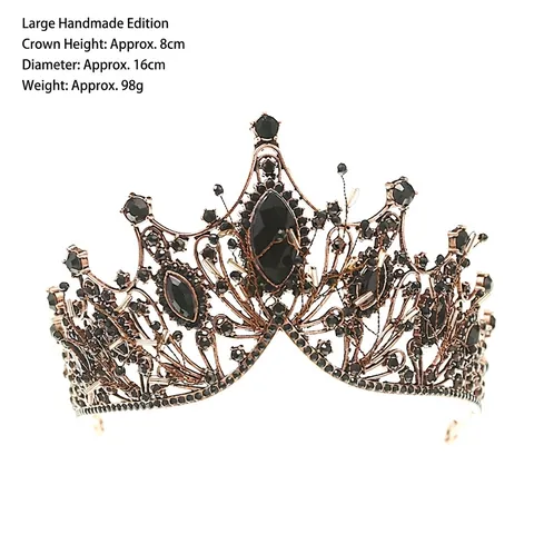Handmade Baroque Bridal Tiara Crown Alloy Rhinestone Crystal Elegant Wedding Pageant Hair Accessories For Women