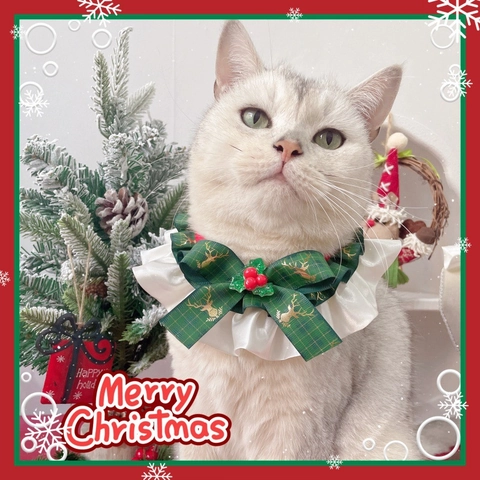 Christmas Pet Scarf Collar Polyester Satin Ruffle Bowknot Neckwear For Cats Small Dogs Festive Santa Snowman Reindeer