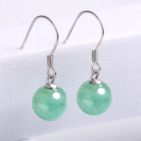 Aventurin Jade Runde Perle Tropfenohrringe Mit 925 Sterling Silber Ohrstecker Eleganter Grüner Stein Schmuck Damen