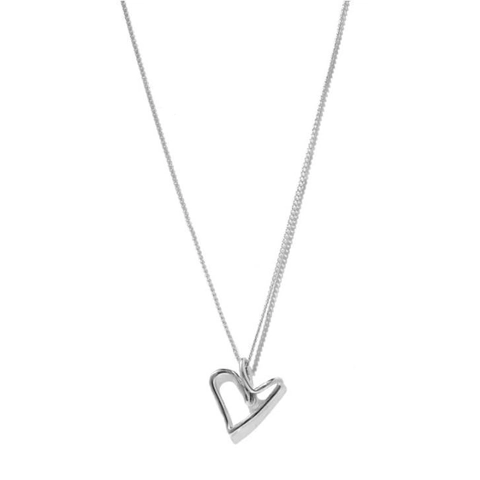 925 Sterling Silver Heart Pendant Necklace Irregular Hollow Heart Minimalist Jewelry Gift For Women