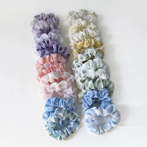 Coleteros De Tela Estampados Florales Lunares Cuadros Elásticos Estilo Coreano Accesorios Dulces Para Mujeres