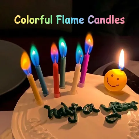 Colorful Flame Birthday Candles Paraffin Wax Creative Cake Decoration For Party Celebration Novelty Atmosphere Decor