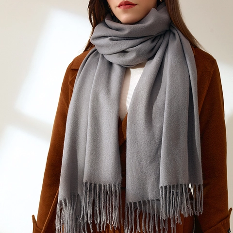 Faux Kaschmir Winterschal Warm Einfarbig Lang Pashmina Schal Wickel Mit Quasten Weiche Halsbekleidung Für Damen