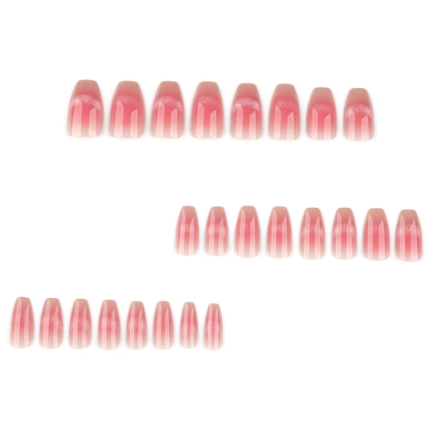 Französische Katzenauge Press On Nägel Rosa Ombre Kurze Coffin Form Glitzer Glänzend Künstliche Fingernägel Für Frauen Eleganter Stil Kunststoff