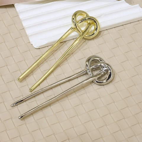 Minimalistische Legering Haarstok U-Vorm Geometrisch Knoopontwerp Haarkvork Voor Dames Accessoire Voor Lang Haar Knot