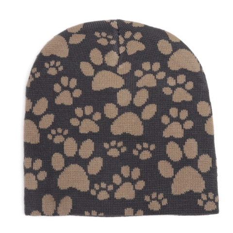 Women Men Winter Warm Knit Beanie Hat Acrylic Paw Print Jacquard Skull Cap Outdoor Casual Elastic Beanie Hat For Cold Weather