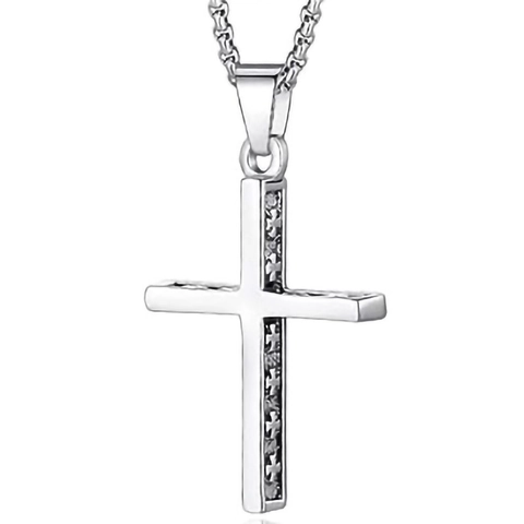 Vintage Stainless Steel Cross Pendant Necklace For Men Retro Punk Wolf Dragon Skull Gothic Hip Hop Jewelry Accessory