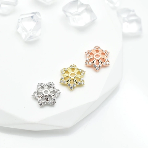 DIY Jewelry Findings Copper Rhinestone Snowflake Flower Bead Cap Spacers For Jewelry Making Necklace Bracelet DIY Accessories