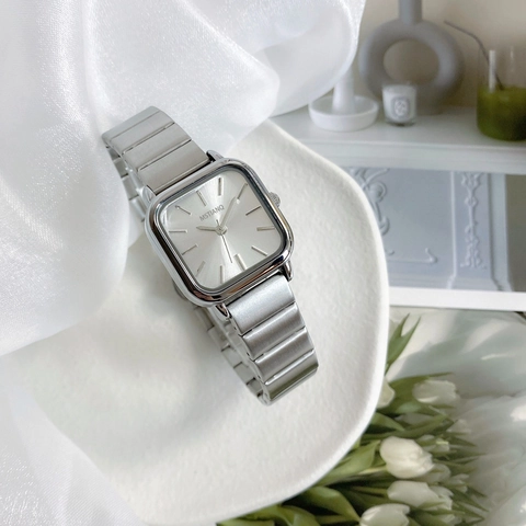 Elegant Fashion Square Quartz Watch For Women Minimalist Alloy Case Steel Strap Waterproof Lady Wristwatch Daily Student Exam Watch