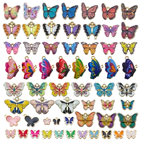 Colorful Butterfly Moth Charms Zinc Alloy Enamel Drip Oil Pendants For DIY Necklace Bracelet Keychain Jewelry Making