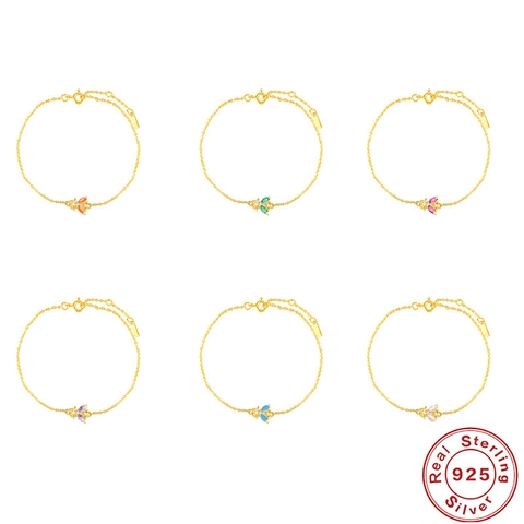 Pulsera De Amuleto Abeja Plata De Ley 925 Con Circonita Colorida Joyería Elegante Minimalista Regalo Para Mujer Ajustable