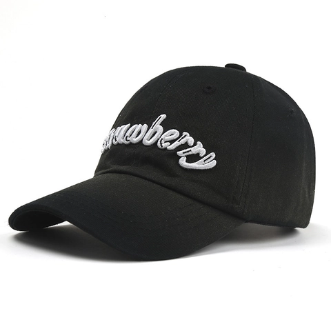 Strawberry Buchstaben Stickerei Baseballkappe Baumwolle Gewaschen Verstellbar Sonnenschutz Hut Unisex Outdoor Accessoire