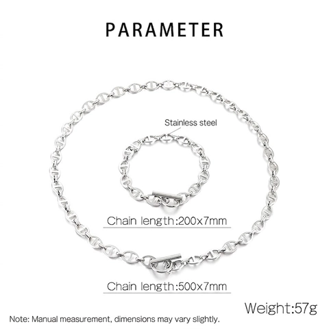 Edelstahl Ankerkette Armband Schweinenase Glieder T Bar Verschluss Mode Trend Schmuck Accessoire Für Herren Damen Alltag
