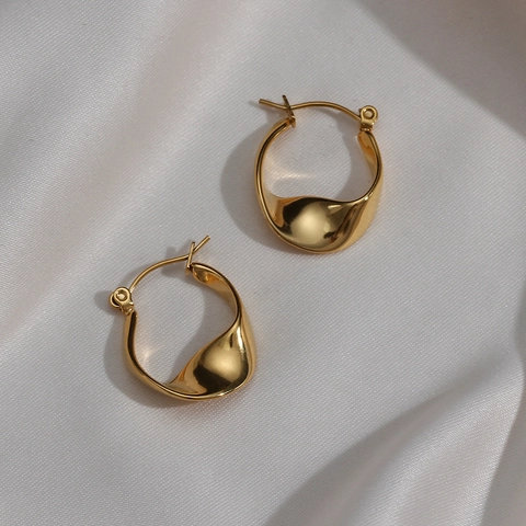 Orecchini a Cerchio Torsione in Acciaio Inossidabile per Donna Accessori Gioielli Moda Placcati in Oro Geometrici Irregolari