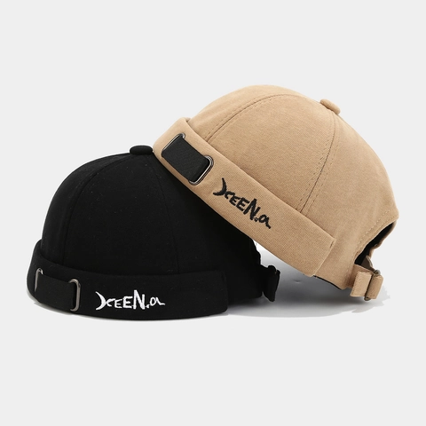 Docker Hat Baumwolle Mütze Ohne Schirm Retro Streetwear Buchstaben Stickerei Verstellbar Unisex Miki Hat