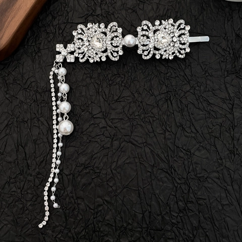 Molletta Per Capelli Fiore Cuore Nappa Strass Lega Perla Artificial Sintetica Forcina Vintage Elegante Accessorio Laterale Per Donne