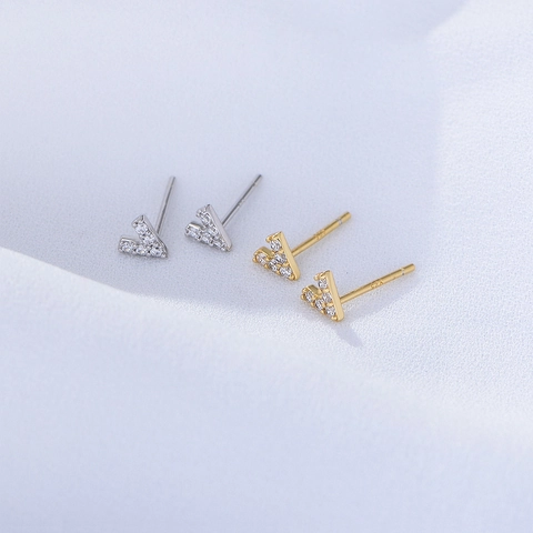 V Shape Stud Earrings With 925 Sterling Silver Earring Post Simple Zircon Geometric Jewelry For Women Fashion Minimalist