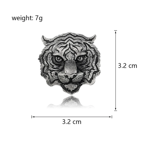 Vintage Tiger Head Alloy Brooch For Men Women Antique Gold Silver Electroplated Animal Pin Corsage Fashion Jewelry Accessory