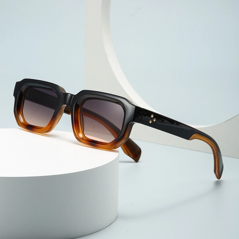 Gafas de Sol Cuadradas Retro de Montura Gruesa para Mujeres Y Hombres Moda Protección UV400 Montura de TR Lente de PC Gafas