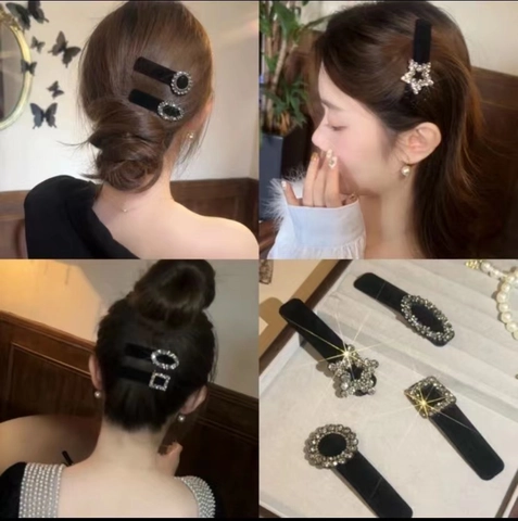 Vintage Samt Haarklammer Strass Geometrische BB Seiten-Haarspange Für Frauen Elegante Mode Haarschmuck
