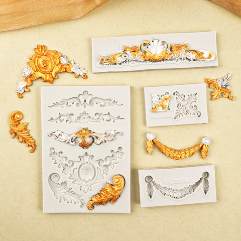 Barock Relief Silikonform Vintage Spitze Schnörkelblatt Design Für Fondant Tortendekoration Schokolade Handwerk DIY Backen
