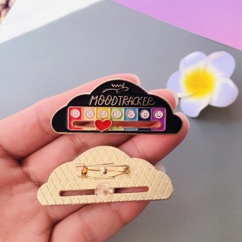 Interactive Social Battery Pin Zinc Alloy Enamel Mood Tracker Sliding Lapel Badge Funny Emoji Accessory For Backpack