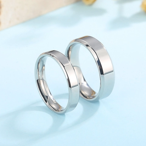 Anillo De Banda Minimalista Acero Inoxidable Pulido Acero De Titanio Liso Para Parejas Boda Compromiso Joyería Simple Y Cómoda
