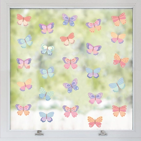 Watercolor Butterfly Wall Stickers PVC Self Adhesive Macaron Colorful For Kids Bedroom Home Decor Nordic Style