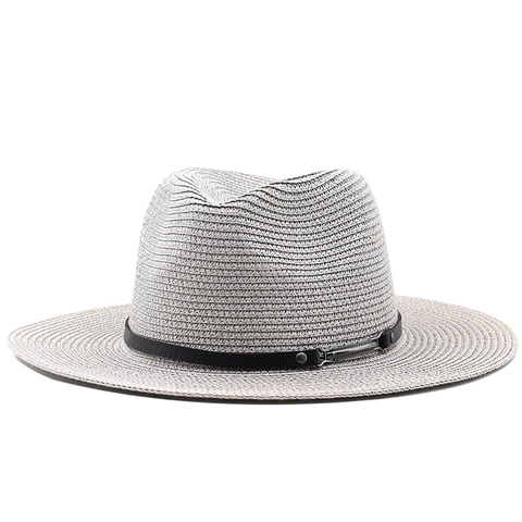 Straw Fedora Sun Hat Wide Brim Summer Beach Breathable Panama Jazz Cap With Leather Band For Men Women Unisex