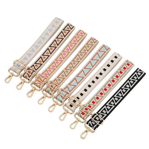 Wide Shoulder Bag Strap Replacement Polyester Adjustable Ethnic Geometric Pattern For Crossbody Purse Women Accessory