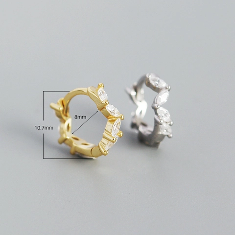 Orecchini a Cerchio in Argento Sterling 925 Con Zirconia Marquise Design Geometrico Leggero Lusso Orecchini Huggie per Donna Regalo