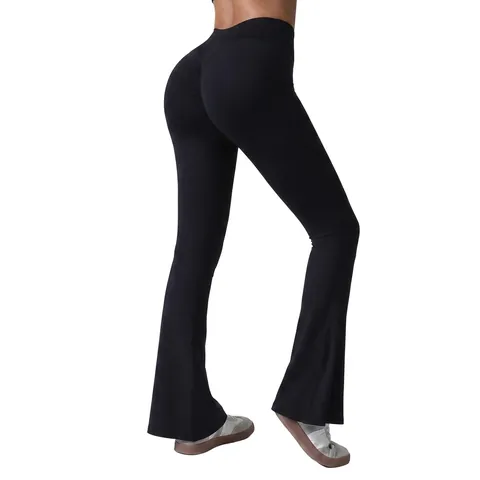High Waist Flare Yoga Pants Women Scrunch Butt Tummy Control Nylon Spandex Moisture Wicking Fitness Gym Leggings