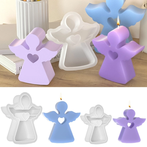 Angel Silicone Mold 3D Heart Wing Shape DIY Candle Making Epoxy Resin Plaster Casting Tool Home Decor