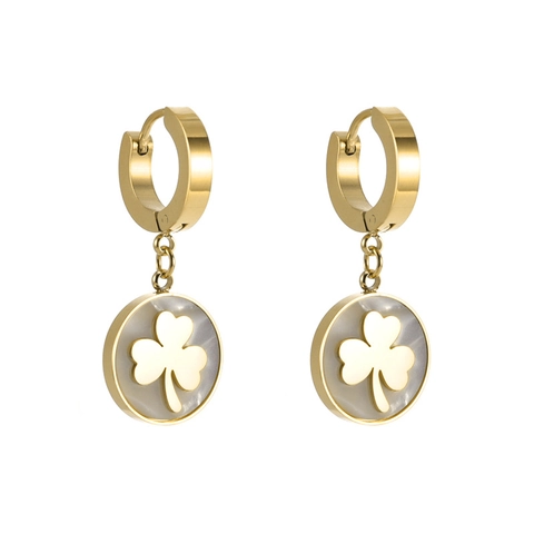 Mode Creolen Edelstahl Perlmutter Kleeblatt Herz Blume Nische Luxus Eleganter Schmuck Für Frauen