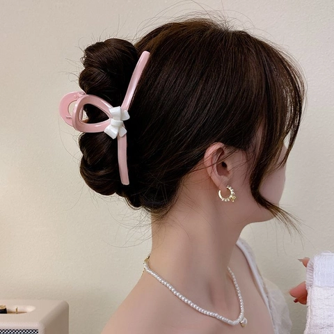 Large Hair Claw Clip Acrylic Bow Knot Shark Clip Elegant Matte Hair Accessory For Women