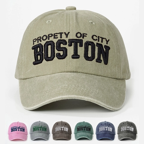 Gorra De Béisbol De Algodón Lavado Con Bordado De Boston Vintage Ajustable Protección Solar Sombrero Deportivo Exterior