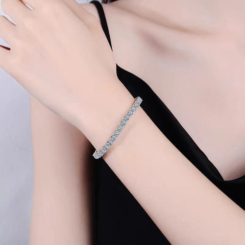 S925 Sterling Silver Moissanite Tennis Bracelet For Men Women Round Cut Sparkly Gemstone Bracelet With GRA Certificate Hip Hop Jewelry