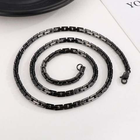 Stainless Steel Square Box Chain Necklace And Bracelet Unisex Minimalist Hip Hop Fashion Jewelry Polished Accessory