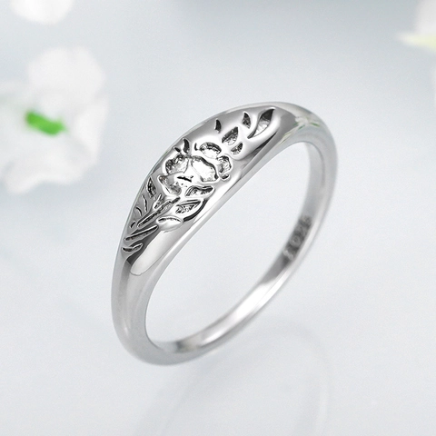 Elegante Anillo Grabado De Flores Vintage De Cobre Chapado Circonita Banda Joyería Accesorio Para Mujeres Regalo