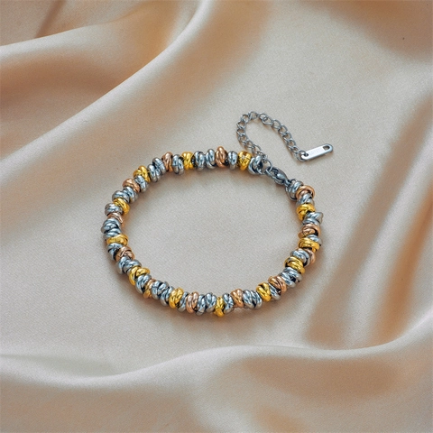 Fashion Twisted Rope Bracelet 18K Gold Plated Stainless Steel Tricolor Adjustable Link Chain Jewelry For Women