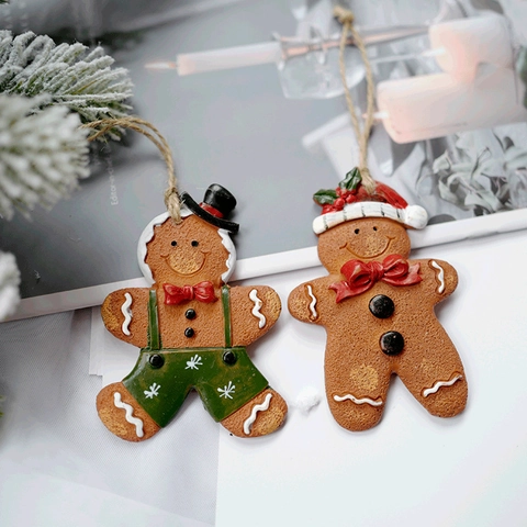 Ornamenti Appesi Omino Pan Di Zenzero Natalizi Resina Dipinti A Mano Decorazione Per Albero Natale Casa