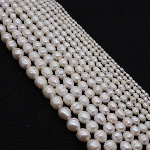 Grade A Natural Freshwater Pearl Loose Beads Rice Shape Baroque Style Threaded For DIY Jewelry Making Accessories Necklace Bracelet