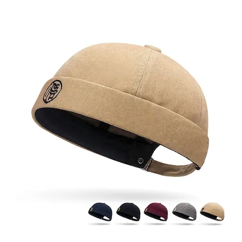 Berretto Docker Senza Tesa Retro Cotone Twill Streetwear Hip Hop Miki Cappello Fibbia Regolabile Cerchio Ricamato Moda Unisex