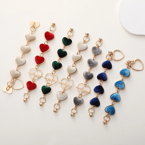 Velvet Heart Pendant Phone Case Chain Bracelet Alloy EKG Pattern Decorative Accessory