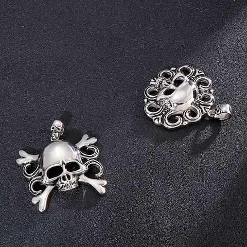 Skull Crossbones Pendant Stainless Steel Punk Gothic Pirate Vintage Charm For Men