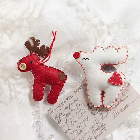 Decorazioni Natalizie Appese In Feltro Di Lana Renna Calza Albero Fiocco Di Neve Ricamo A Mano Decorazione Vacanze